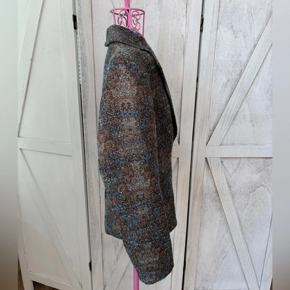 Insight New York Jacquard Blazer Jacket Women’s 10 Floral Textured Metallic - Picture 3 of 11